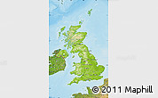 Physical Map of United Kingdom, satellite outside, shaded relief sea