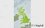 Physical Map of United Kingdom, semi-desaturated