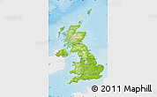 Physical Map of United Kingdom, single color outside