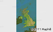 Satellite Map of United Kingdom, darken, land only