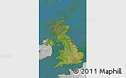 Satellite Map of United Kingdom, lighten, desaturated, land only
