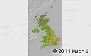 Satellite Map of United Kingdom, lighten, desaturated