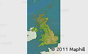 Satellite Map of United Kingdom, lighten, land only