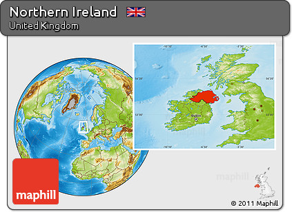 Physical Location Map of Northern Ireland