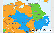 Political Simple Map of Northern Ireland, political shades outside