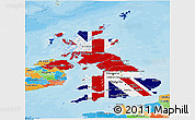 Flag Panoramic Map of United Kingdom, political outside