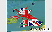 Flag Panoramic Map of United Kingdom, satellite outside