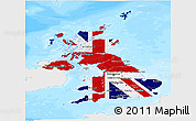 Flag Panoramic Map of United Kingdom, single color outside, bathymetry sea