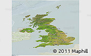 Satellite Panoramic Map of United Kingdom, lighten