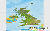 Satellite Panoramic Map of United Kingdom, political outside