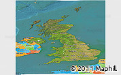 Satellite Panoramic Map of United Kingdom, political outside, satellite sea