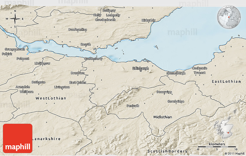 Shaded Relief 3D Map of City of Edinburgh
