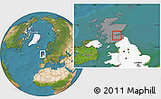 Satellite Location Map of City of Edinburgh, highlighted country, highlighted grandparent region