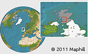 Satellite Location Map of City of Glasgow, highlighted country, highlighted parent region