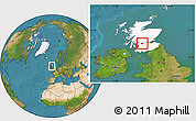Satellite Location Map of City of Glasgow, highlighted parent region