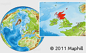 Physical Location Map of Scotland, within the entire country
