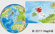 Physical Location Map of Scotland, highlighted country, within the entire country