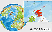 Physical Location Map of Scotland, highlighted country