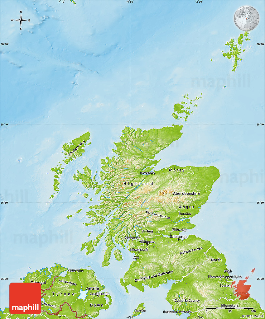 Physical Map of Scotland