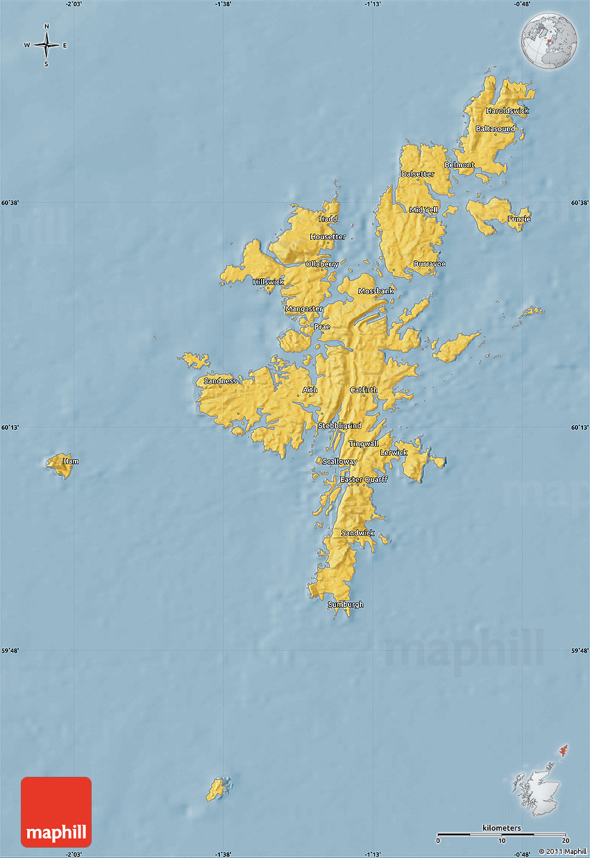 Savanna Style Map of Shetland Islands