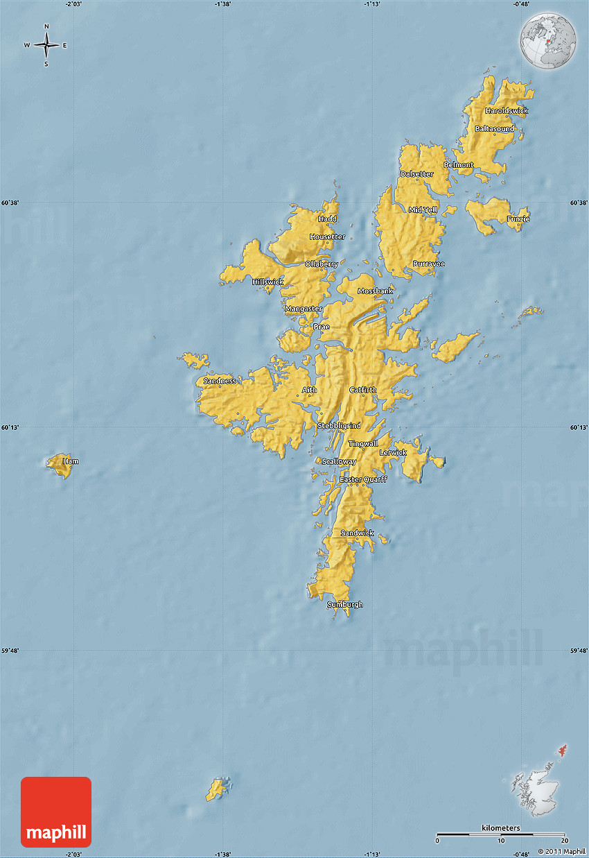 Savanna Style Map Of Shetland Islands