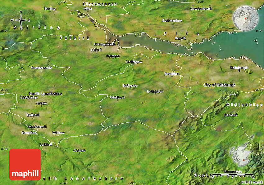 Satellite Map of West Lothian