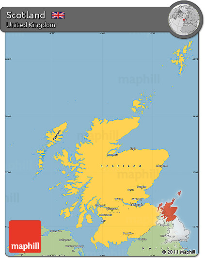 Savanna Style Simple Map of Scotland