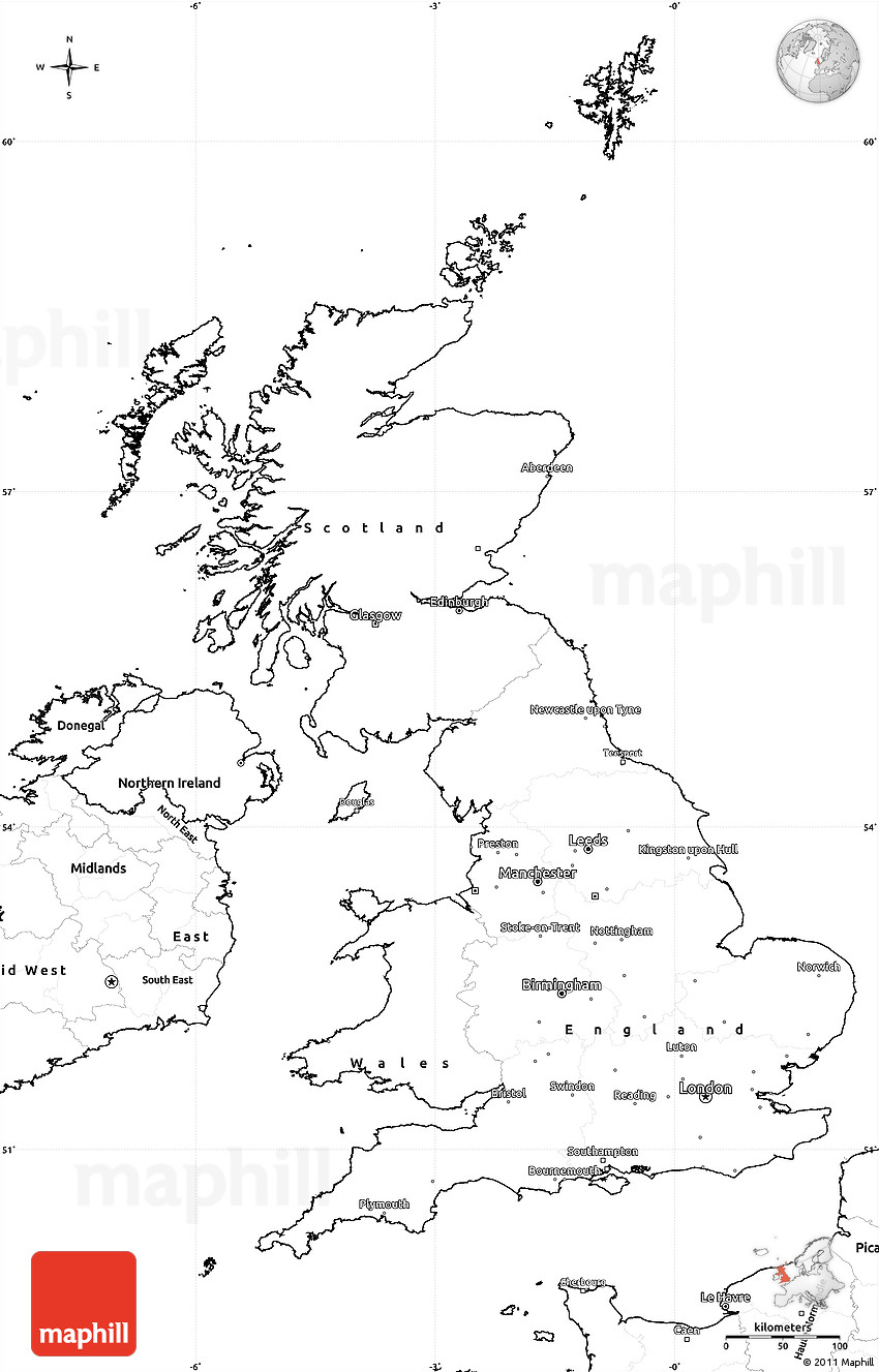 Blank Simple Map of United Kingdom