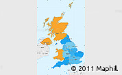 Political Simple Map of United Kingdom, single color outside, borders and labels