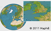 Satellite Location Map of Cardiff - Caerdydd