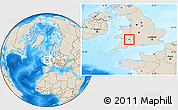 Shaded Relief Location Map of Cardiff - Caerdydd