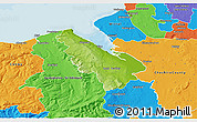 Physical 3D Map of Flintshire - Sir Y Fflint, political outside