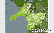 Physical Map of Gwynedd, darken