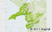 Physical Map of Gwynedd, lighten