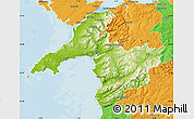 Physical Map of Gwynedd, political outside