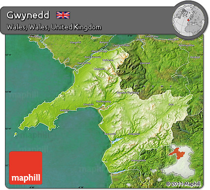 Free Physical Map of Gwynedd satellite outside