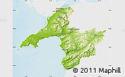 Physical Map of Gwynedd, single color outside