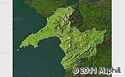 Satellite Map of Gwynedd, darken