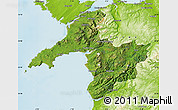 Satellite Map of Gwynedd, physical outside