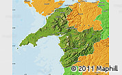 Satellite Map of Gwynedd, political outside