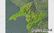 Satellite Map of Gwynedd, semi-desaturated