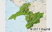 Satellite Map of Gwynedd, shaded relief outside