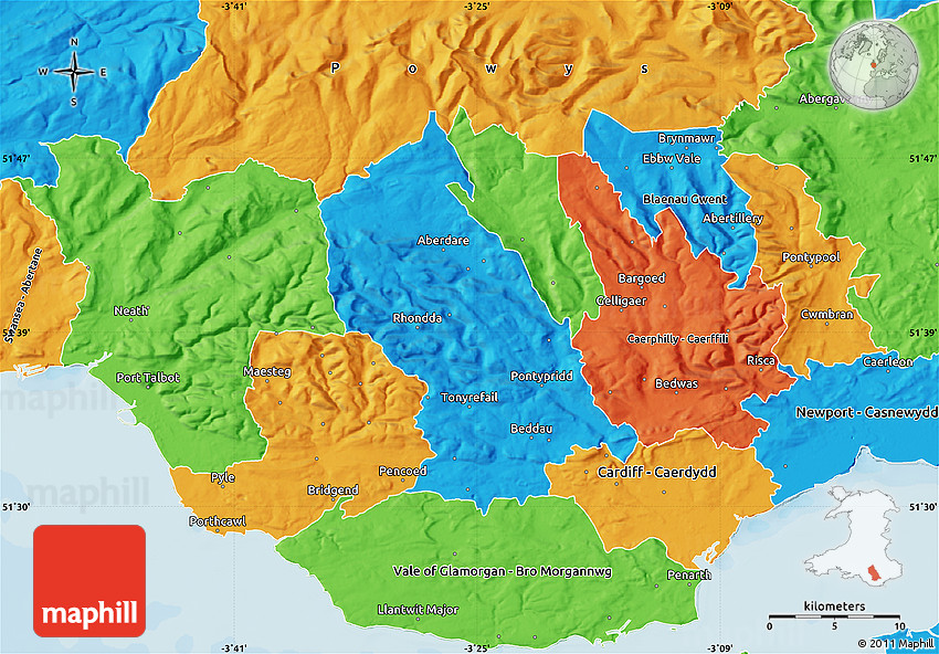Political Map of Rhondda Cynon Taff
