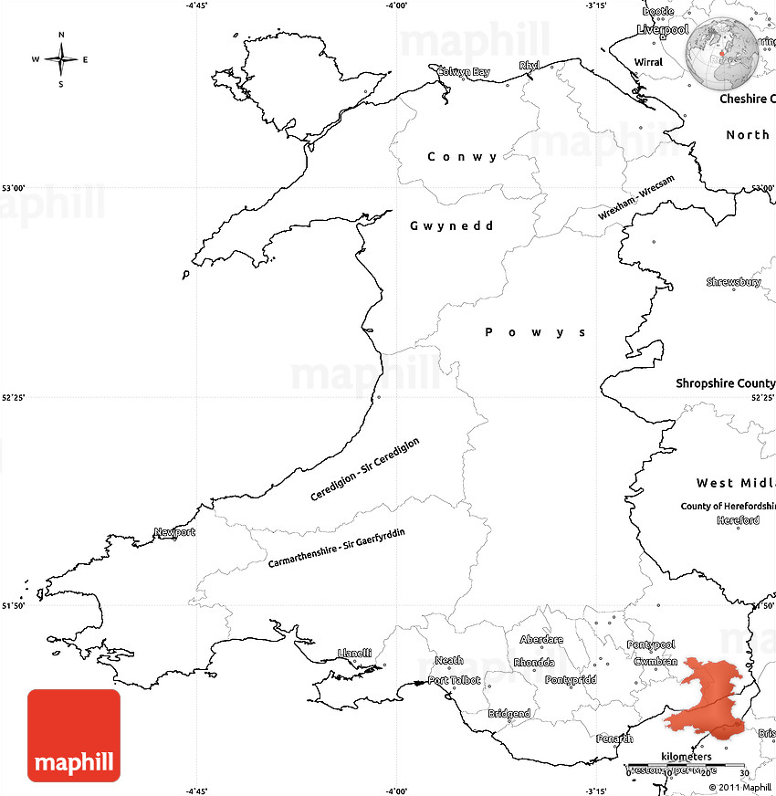 Printable Map Of Wales Blank Simple Map Of Wales