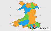 Political Simple Map of Wales, cropped outside