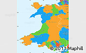 Political Simple Map of Wales