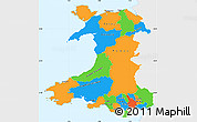 Political Simple Map of Wales, single color outside