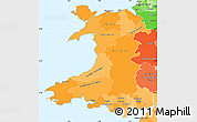 Political Shades Simple Map of Wales