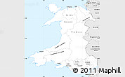 Silver Style Simple Map of Wales