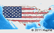 Flag 3D Map of United States, single color outside, bathymetry sea